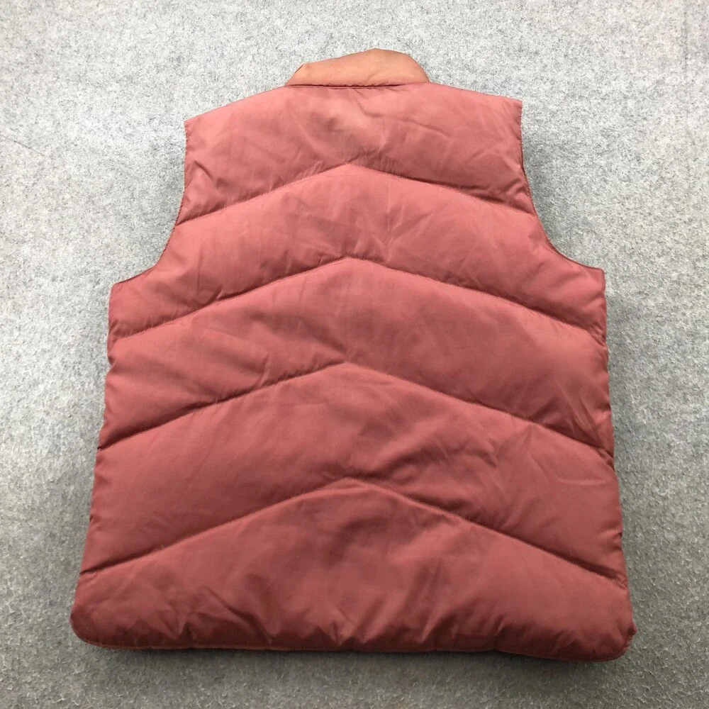 Camel Goose Down Vest Mens Medium Reversible Red Tan Puffer Quilted Snap Front - Picture 11 of 15